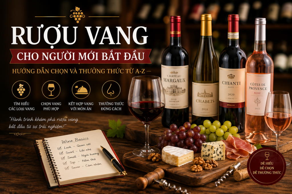 Rượu Vang Cho Người Mới Bắt Đầu – Hướng Dẫn Chọn Và Thưởng Thức Dễ Hiểu