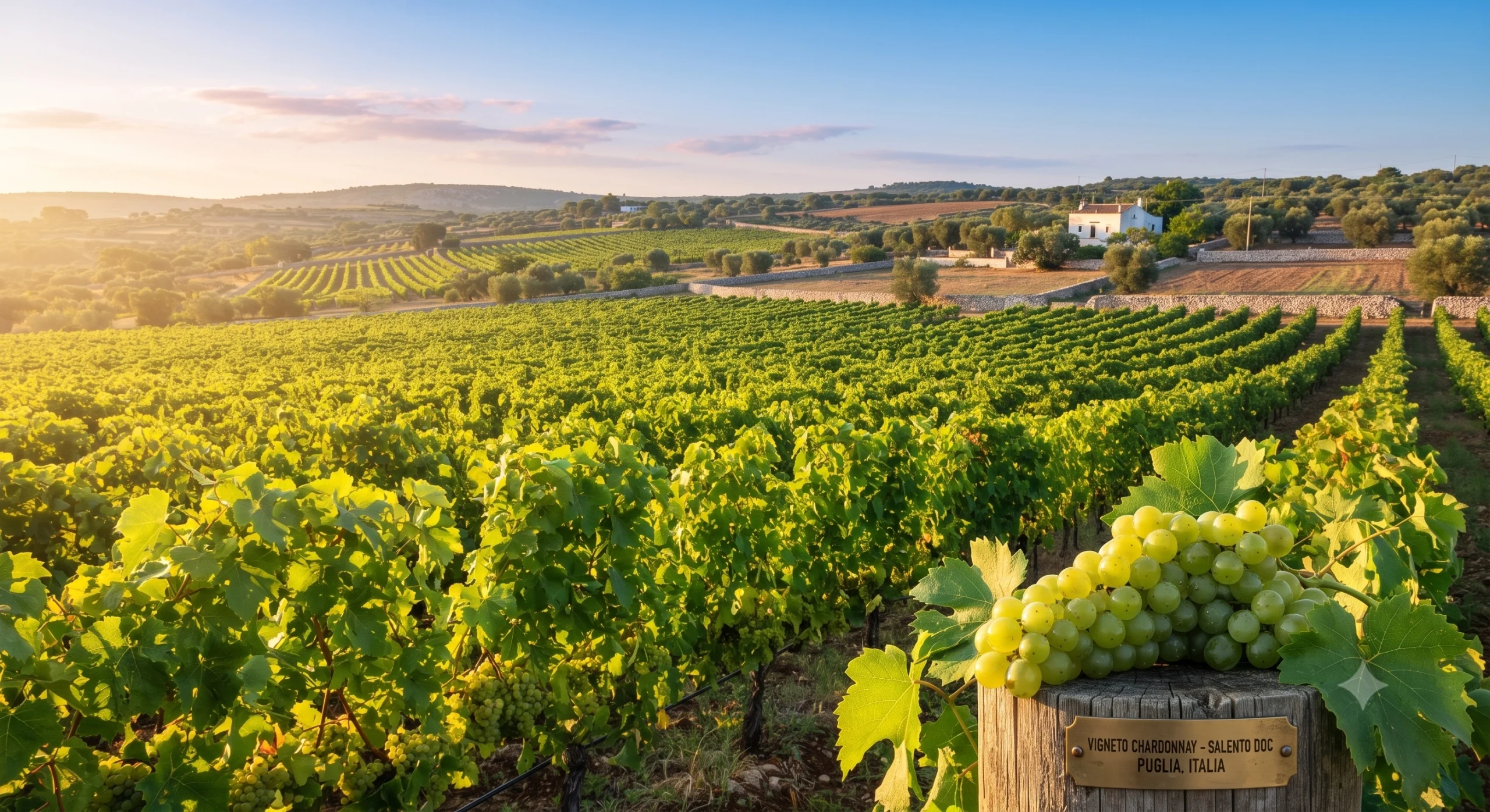 Vườn nho Chardonnay của nhà làm vang Schola Sarmenti tại vùng Salento nước Ý