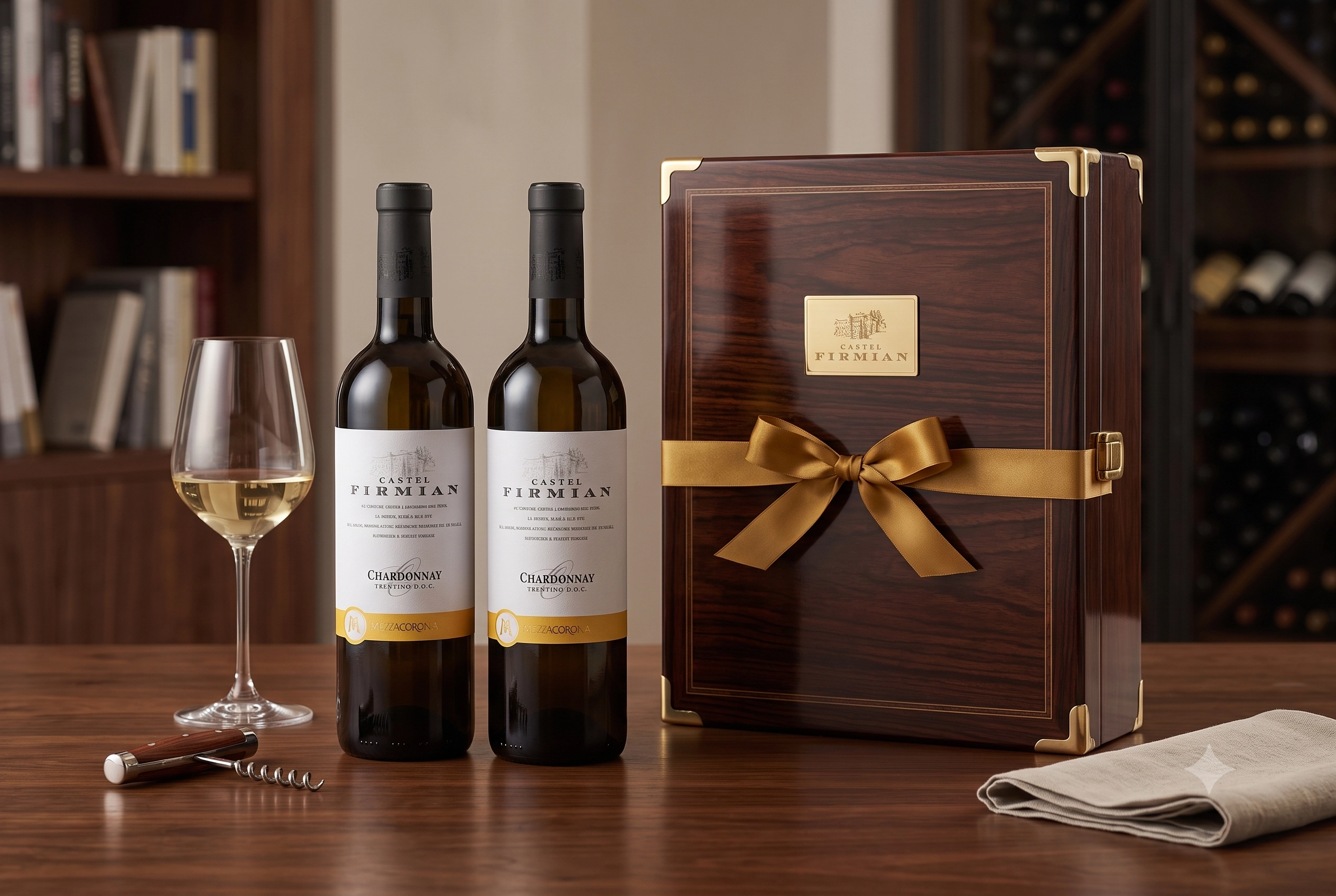 Hộp quà biếu tặng rượu vang trắng Ý Castel Firmian Chardonnay sang trọng đẳng cấp