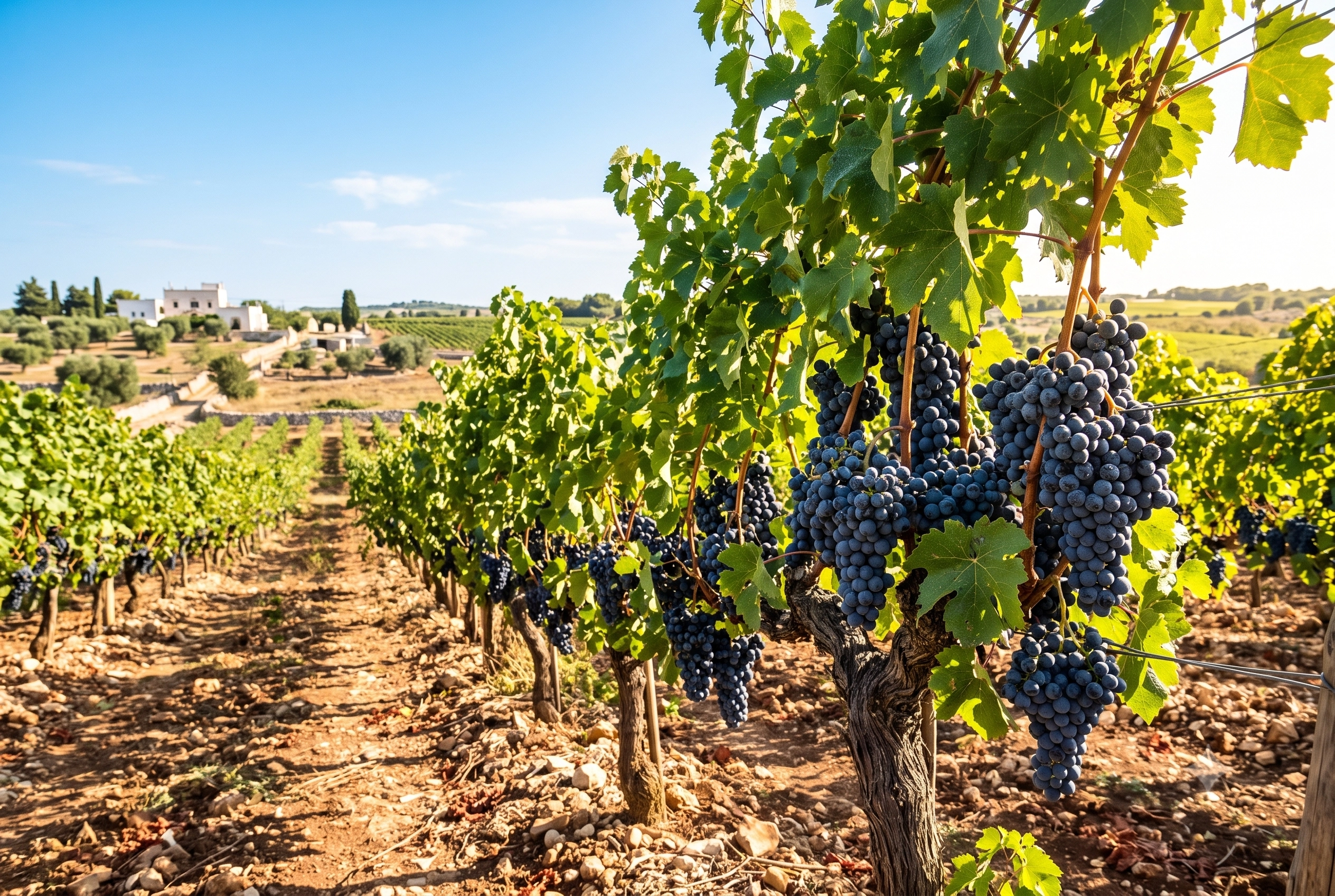 Vườn nho Negroamaro của Cantine San Pancrazio tại Salento nước Ý